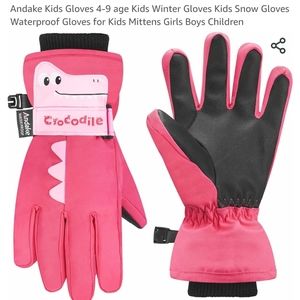 Double Waterproof gloves for snow for age 7-9 pink adjustable velcro  Wrist Str